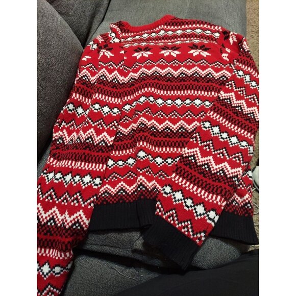 33 Degrees Boston Terrier Dog Sweater Mens XL Red Black Print Christmas Holiday - Picture 7 of 9